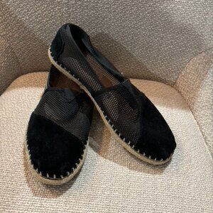 TOMS Black Suede and Mesh Espadrille Flats